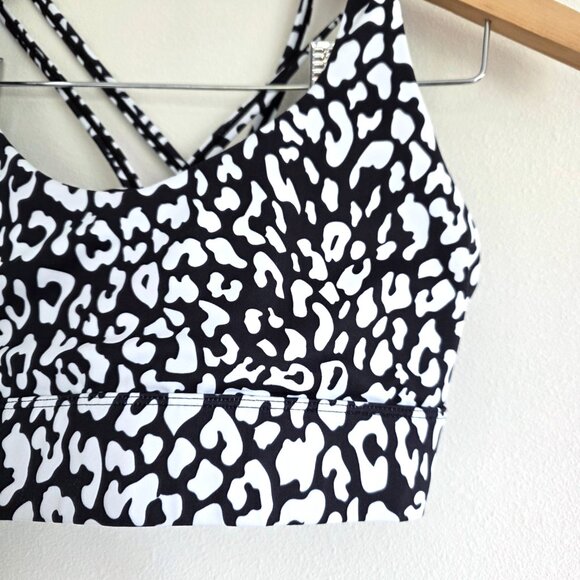 Zyia Active Leopard Print Black and White Strappy Sports Bra Workout Yoga Run - Picture 3 of 4